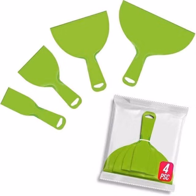 Paquete de 4 espátulas grandes LIIYIELA de plástico flexible en color verde para rellenar y raspar papel tapiz o pintura