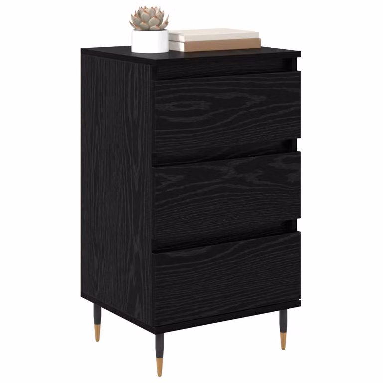 Vitrina moderna vidaXL en roble negro con puertas de cristal y cajones, An/P/Al: 35 x 40 x 70 cm