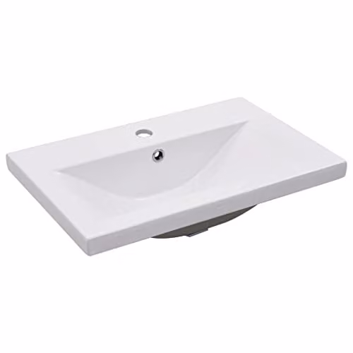 Lavabo de baño empotrado rectangular de cerámica blanca Helloshop26 An/P/Al: 61 x 39,5 x 18,5 cm