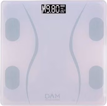 Báscula Inteligente Dam con Bioimpedancia, Bluetooth y App para medir Peso, Grasa Corporal e IMC, Color Rosa