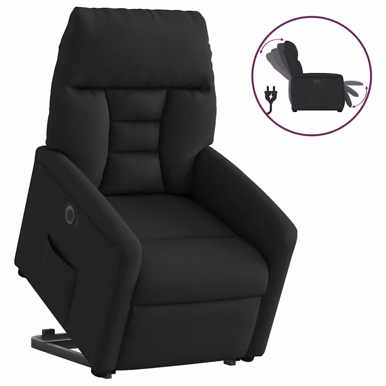 Sillón eléctrico reclinable y elevable vidaXL en tela color negro para personas mayores