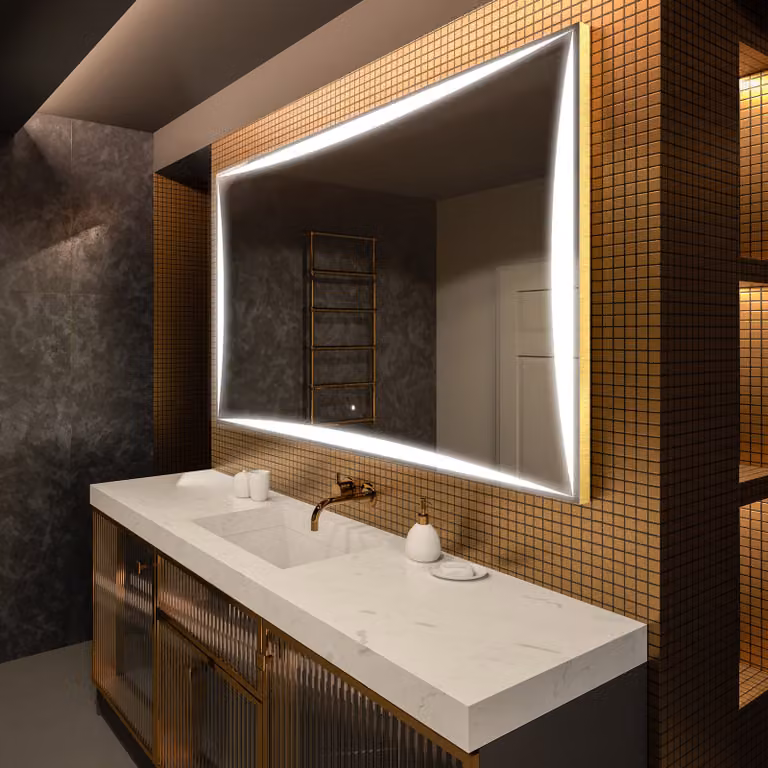 Espejo de baño Artforma rectangular con iluminación LED blanca y conmutador táctil, An/Al: 50 x 130 cm