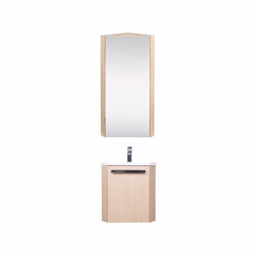 Conjunto de mueble de lavabo de esquina y armario con espejo Mob-In en acabado roble y blanco para baño moderno, An/P/Al: 35 x 35 x 53 cm