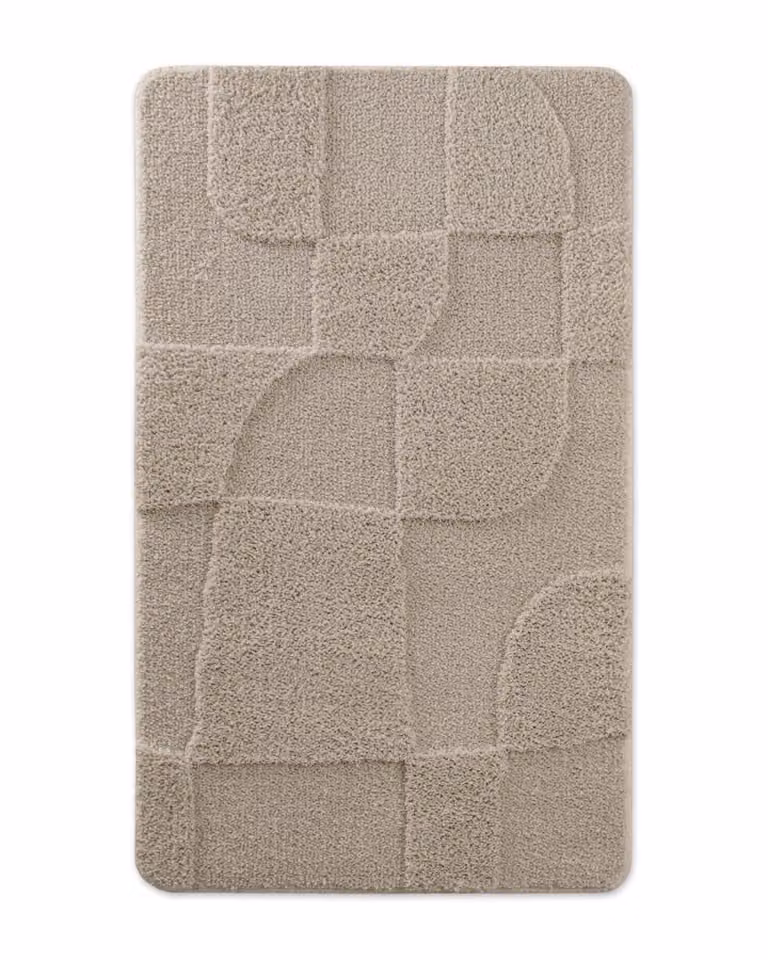 Alfombra de baño Wecon Home en relieve gris, rectangular y antideslizante, An/P: 70 x 120 cm