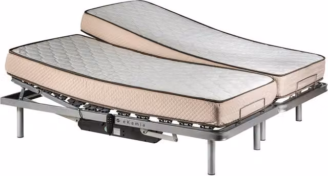 Cama articulada eléctrica doble EKAMIA con colchón blanco y mando con cable, An/P: 180 x 190 cm