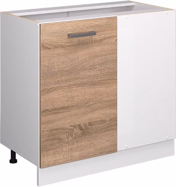 Armario esquinero universal Vicco R-Line en color sonoma con puertas batientes para dormitorio o cocina An/P/Al: 86 x 46 x 81,6 cm