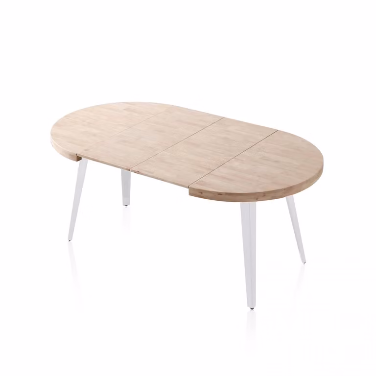 Mesa de comedor redonda extensible DUEHOME en roble y blanco, An/P/Al: 120 x 120 x 76 cm