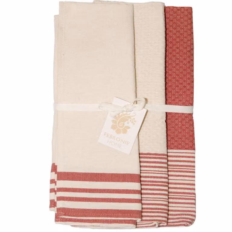 Set de 3 paños de cocina Mahdia de algodón en color rojo, An/Al: 45 x 70 cm