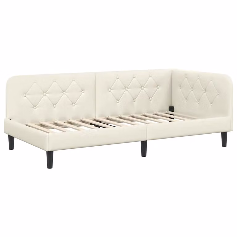 Estructura de cama de esquina tapizada en terciopelo vidaXL color beige An/P/Al: 90 x 190 cm