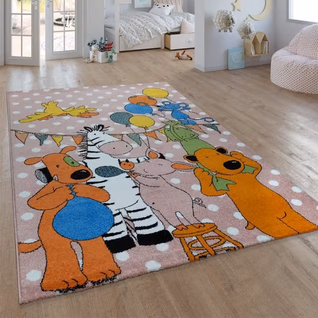 Alfombra infantil Die lieben sieben rosa An/P/Al: 140 x 200 cm