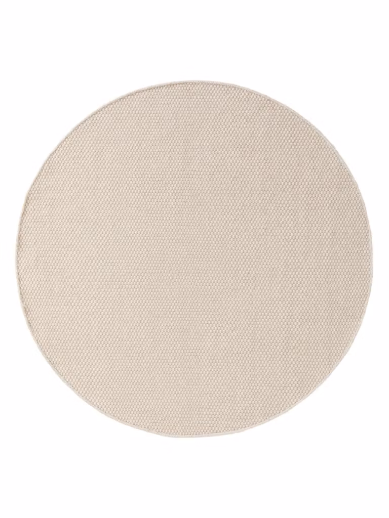 Alfombra redonda de lana y algodón Benuta en color blanco y beige, Diámetro: 250 cm