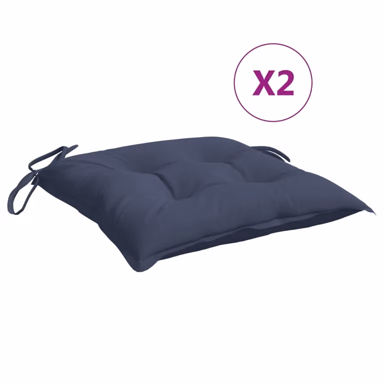 Set de 2 cojines para silla vidaXL en tela Oxford azul, An/An/Al: 40 x 40 x 7 cm