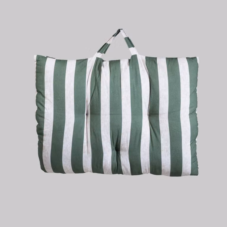 Cojín de silla rectangular de algodón a rayas de Maisons du Monde en verde y beige, An/P/Al: 100 x 60 x 60 cm