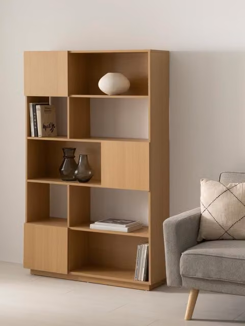 Estantería de pared Borna de Kenay Home en color marrón y beige, An/P/Al: 110 x 5 x 174 cm