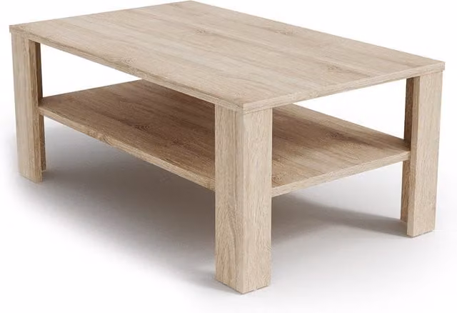 Mesa de centro Vicco en color beige con acabado sonoma, diseño moderno y rectangular, An: 100 cm, P: 60 cm, Al: 42 cm