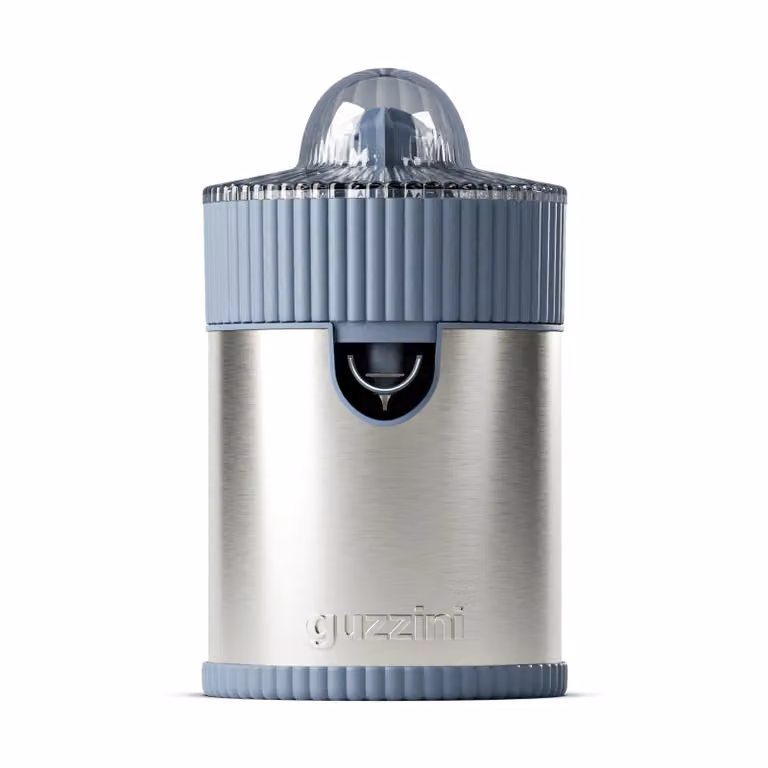 Exprimidor eléctrico de cítricos Guzzini Sous Chef en color azul navy con detalles en acero inoxidable