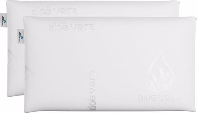 Almohada viscoelástica Nalui Agatha blanca con doble funda de punto de viscosa y firmeza media