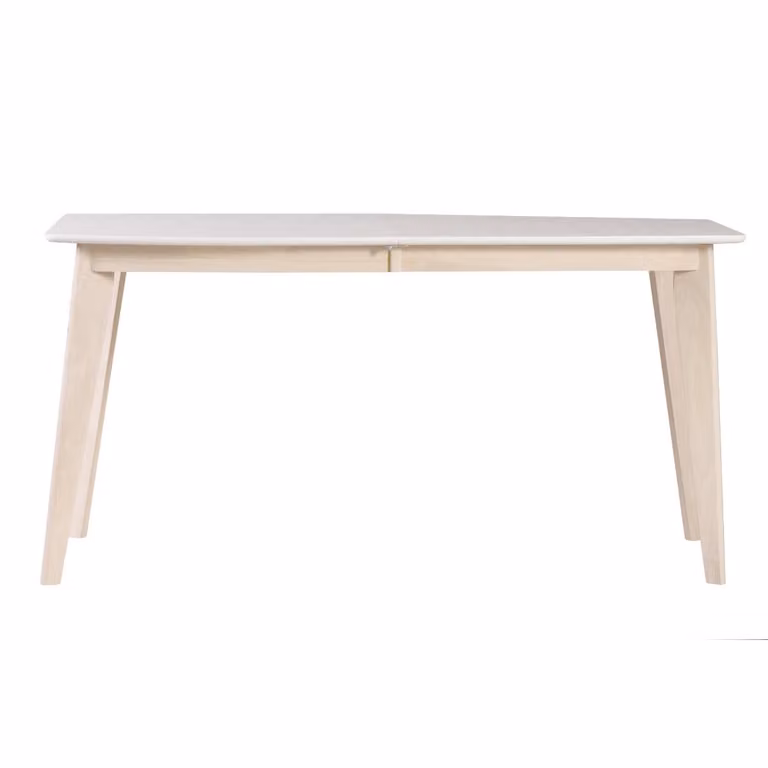 Mesa de comedor extensible Miliboo de estilo escandinavo en color blanco y madera de caucho, rectangular, An/P/Al: 150 x 75 x 75 cm