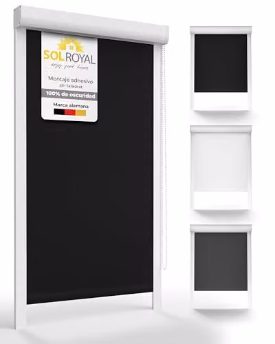 Estor enrollable oscurecente térmico Sol Royal SolReflect K24 color negro An/Al: 90 x 175 cm