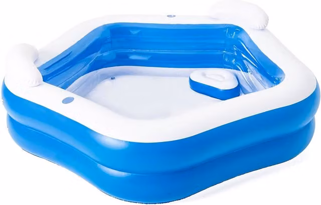 Piscina inflable rectangular Trade Shop Traesio en azul y multicolor de PVC An/P/Al: 213 x 207 x 69 cm