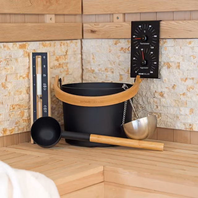 Juego completo de accesorios de sauna LUVIA Home Deluxe en color negro