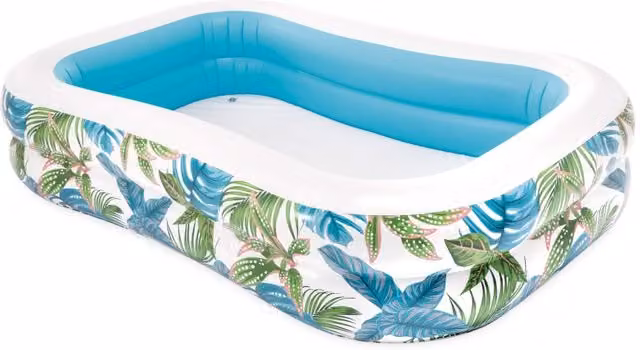Piscina hinchable rectangular Intex multicolor con estampado tropical y tapón de desagüe An/P/Al: 229 x 152 x 48 cm