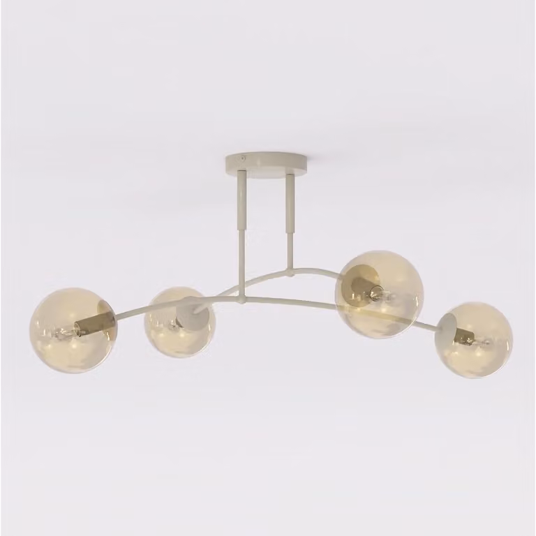 Lámpara de techo moderna Kendra Home en metal beige y cristal ámbar