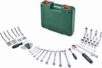 Juego de herramientas Bosch de 134 piezas con llaves, puntas, llaves Allen y dados en color verde