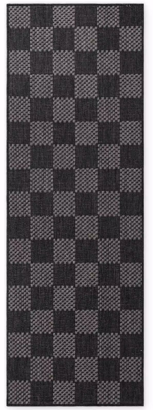 Alfombra de tejido plano Ted Baker Dorothy con diseño a cuadros en blanco y negro, An/P: 80 x 200 cm
