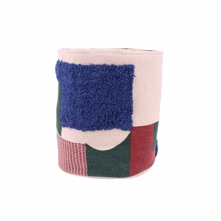 Cesta de algodón tejido bordado y tuftado Ornami multicolor An/P/Al: 35 x 30 x 30 cm