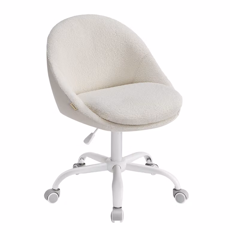 Silla de oficina SONGMICS giratoria con altura ajustable y tapicería de terciopelo para adultos, disponible en azul, blanco o beige