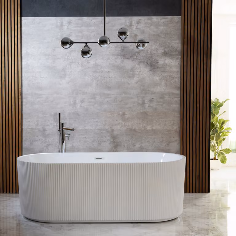 Bañera Exenta Ovalada Hudson Reed en Acrílico Gris y Blanco An/P/Al: 179,5 x 78,5 x 58 cm