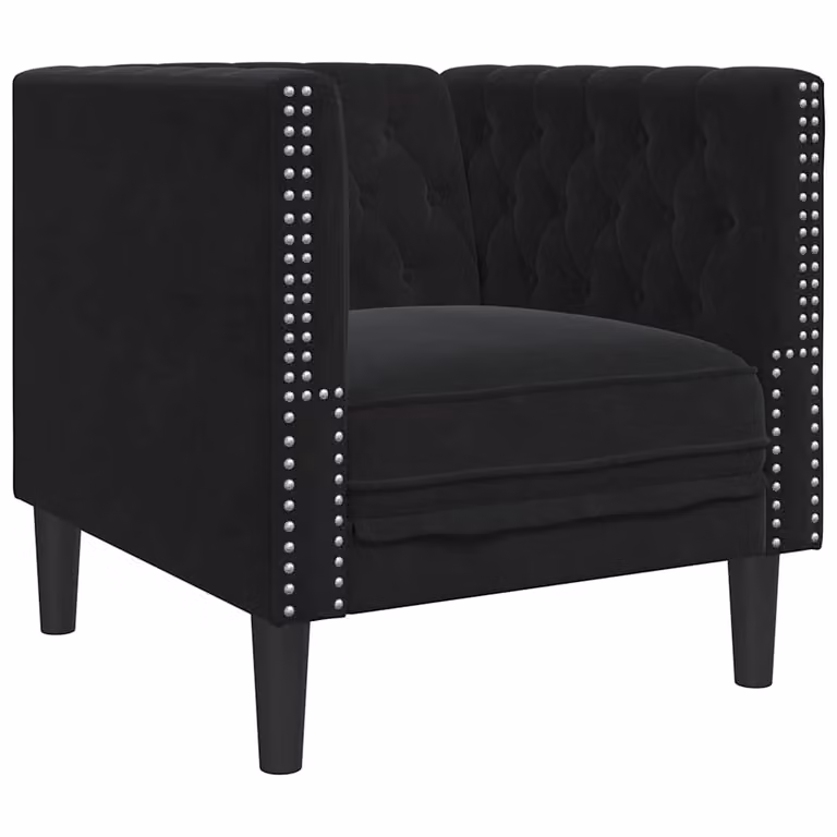 Sillón Chesterfield de terciopelo negro vidaXL