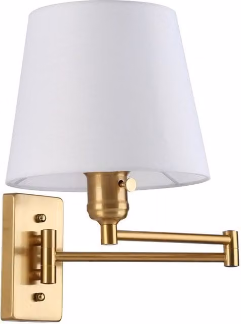 Aplique de pared Grecia de ALPINALUZ con brazo articulado, pantalla textil y conmutador para bombilla E27 en color blanco