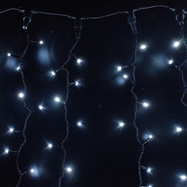 Cortina de luces LED F-BRIGHT Blanco Frío 6500K, 225 luces, An/Al: 0,9 x 0,9 m, IP44 para interior y exterior