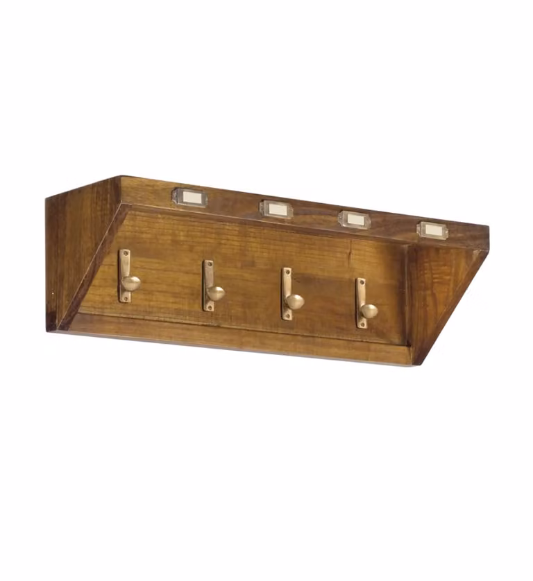 Perchero de pared de madera MOYCOR estilo colonial en color marrón y bronce, Ancho: 70 cm