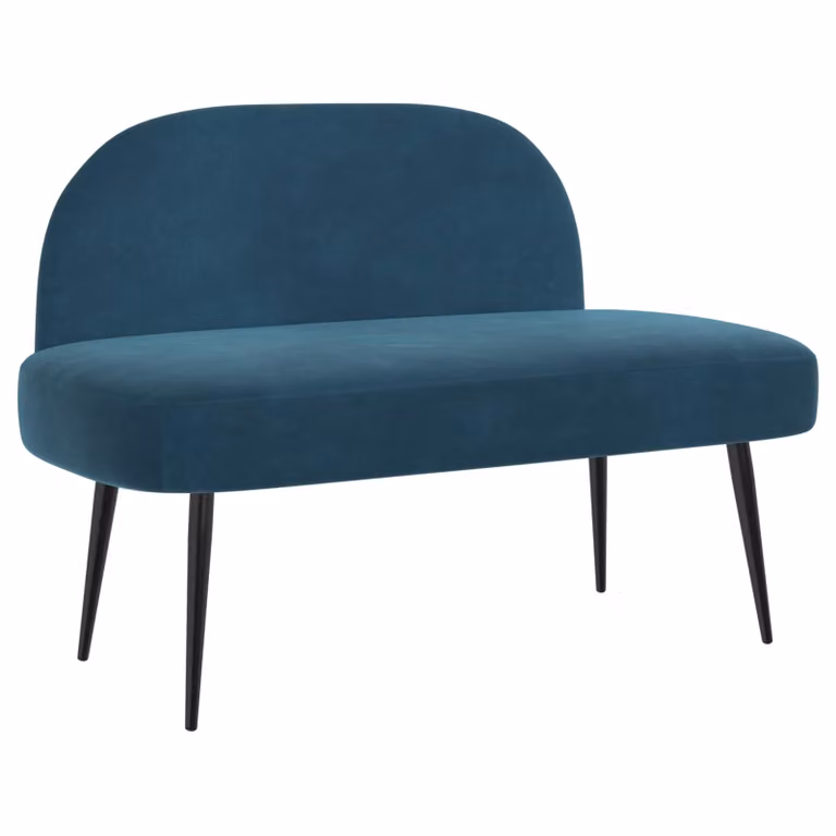 Banco tapizado con respaldo vidaXL en terciopelo azul An/P/Al: 110 x 60 x 76 cm
