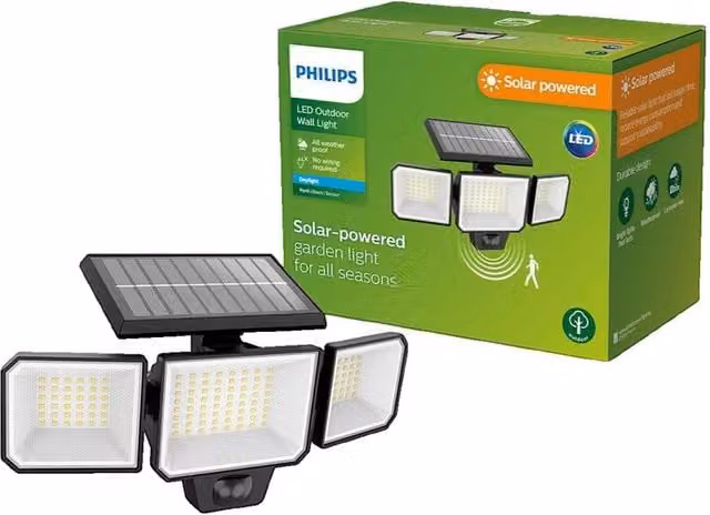 Proyector LED solar Philips Floodlight blanco para jardín con montaje en pared