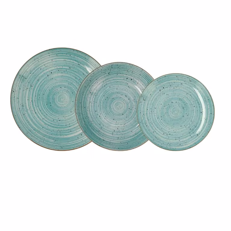 Vajilla de porcelana Quid de 18 piezas en color turquesa y azul para adultos