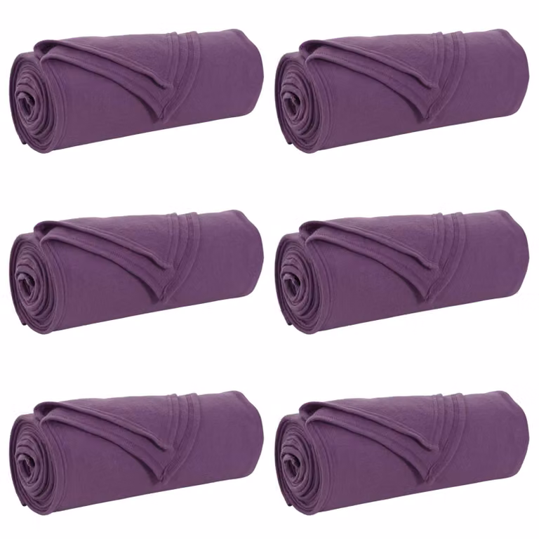 Set de 6 mantas de sofá de lana y vellón vidaXL, color morado, An/P: 270 x 240 cm