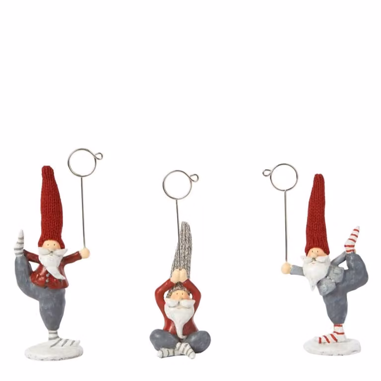 Set de 3 portavelas de Papá Noel en yoga de Sia Deco, color rojo y gris, Altura: 10 cm