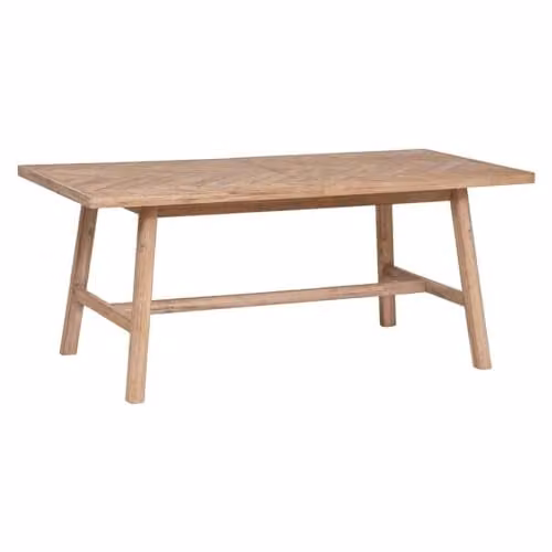 Mesa de comedor extensible Atmosphera Aeris de madera de acacia en color marrón y beige con diseño geométrico étnico para 10 personas