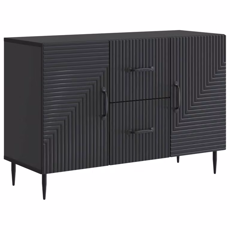 Aparador vidaXL con cajón en color negro y estilo vintage para salón o comedor, An/P/Al: 89 x 34,5 x 60 cm