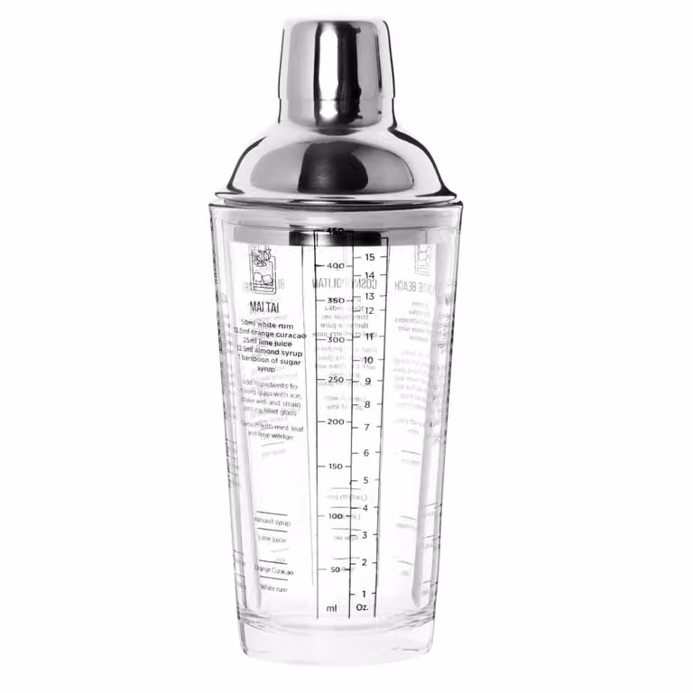Coctelera Maisons du Monde de vidrio y acero inoxidable transparente con cierre hermético