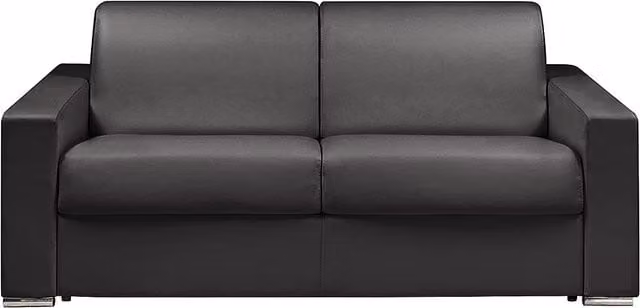 Sofá cama de 3 plazas Vente-Unique Calito de piel sintética negro con colchón de memoria de forma de 140 x 190 cm