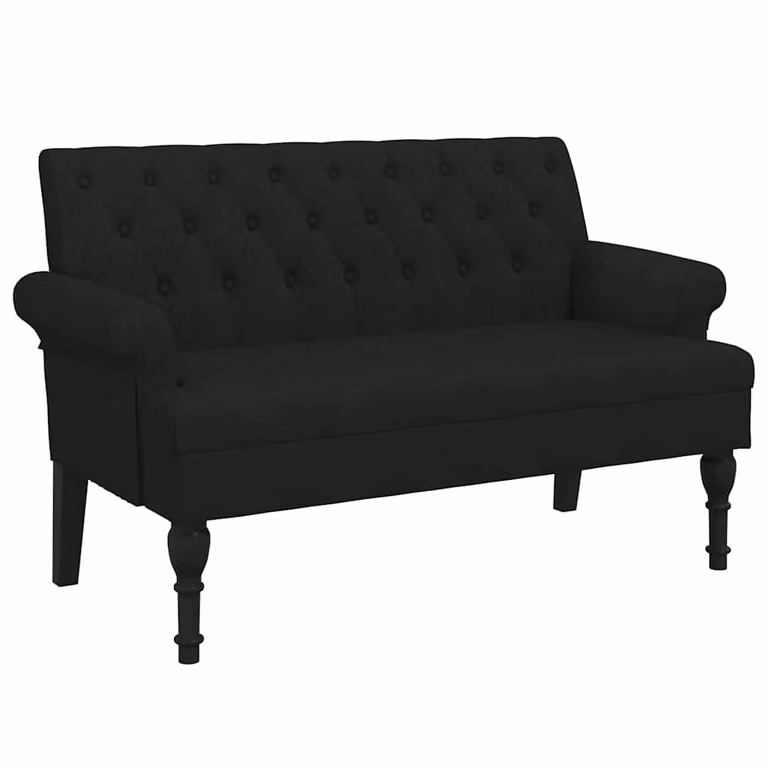 vidaXL Banco con respaldo de tela negro An/P/Al: 120 x 62 x 75,5 cm