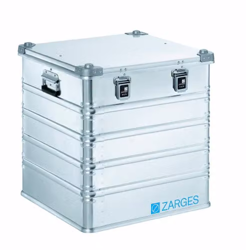 Caja de transporte de aluminio Zarges K470 de 175 l, color plata, An/P/Al: 55 x 55 x 58 cm