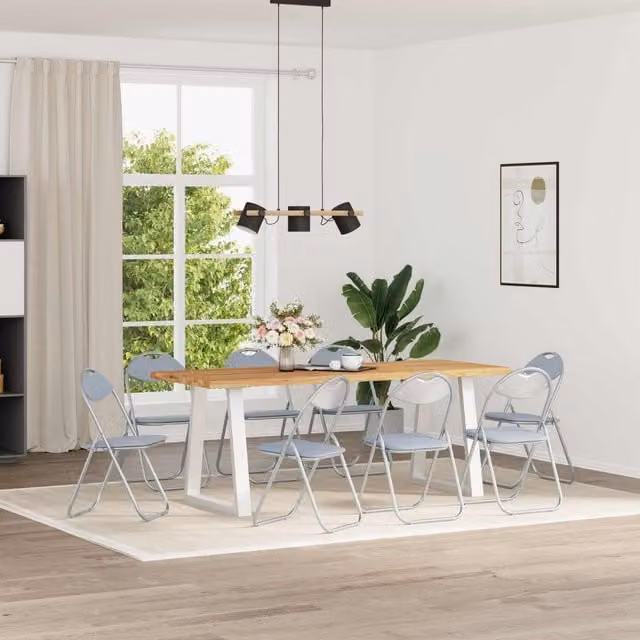 Set de 8 sillas plegables vidaXL en cuero sintético gris, An/P/Al: 48 x 43,5 x 81 cm