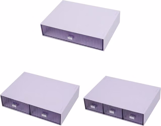 Cajas de almacenaje Infinite con cajones de rayas moradas en plástico