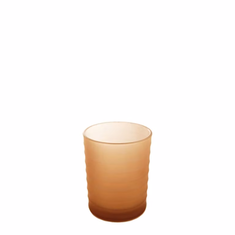 Portavelas decorativo de vidrio Sia Deco color naranja para tealight, redondo, Altura: 12,5 cm